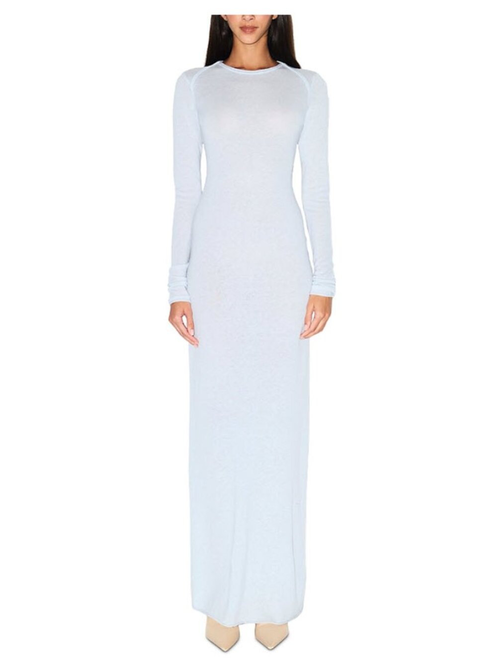 SKIMS Sheer Cashmere Long Sleeve Maxi Dress  in Pearl Sz 3X